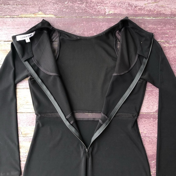 Elizabeth and James Charlene Dress Black Bodycon Mesh Panels Long Sleeve 4 - Picture 14 of 16